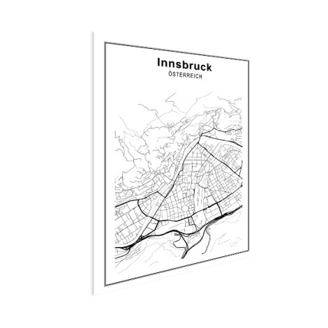 Stadskaart Innsbruck zwart-wit poster
